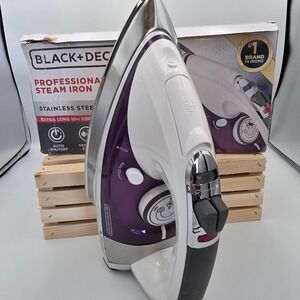 BLACK+DECKER Professional Steam Iron Stainless Steel Soleplate  Vertical Steam